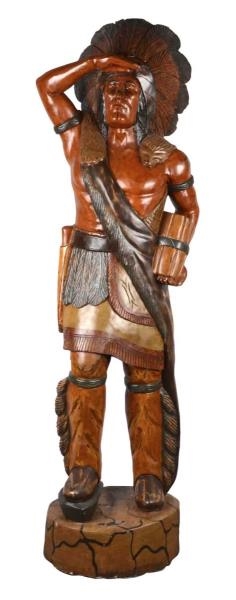 LARGE WOODEN CIGAR STORE INDIAN                   