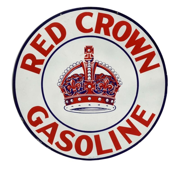 RED CROWN GASOLINE PORCELAIN SIGN.                