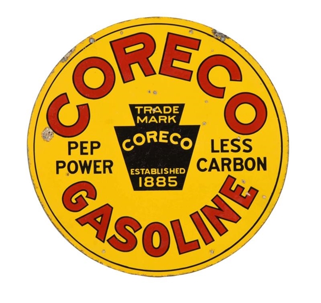 CORECO GASOLINE WITH LOGO PORCELAIN SIGN.         