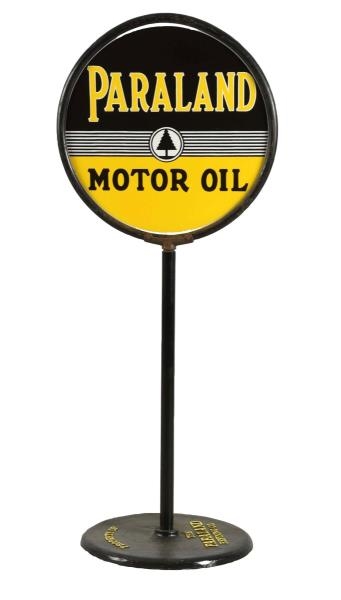 PARALAND MOTOR OIL WITH LOGO PORCELAIN CURB SIGN. 