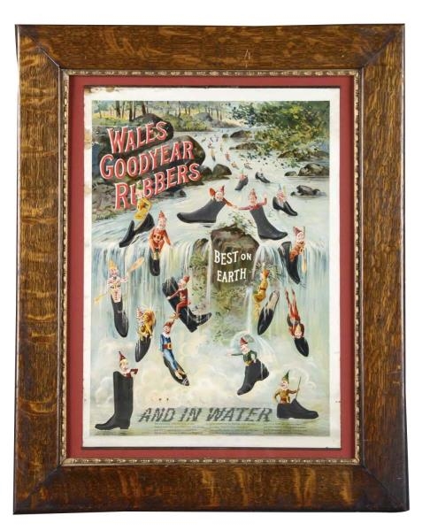 WALES GOODYEAR RUBBERS SHOE LITHOGRAPH IN FRAME   