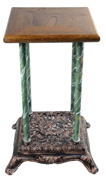 CAILLE CAST-IRON AND WOOD SLOT MACHINE STAND      