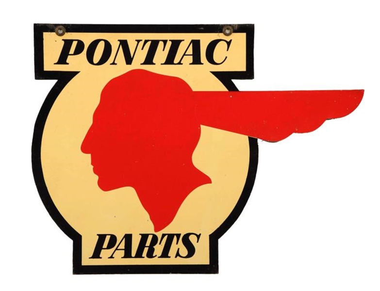 PONTIAC PARTS W/ FULL FEATHER INDIAN LOGO SIGN.   