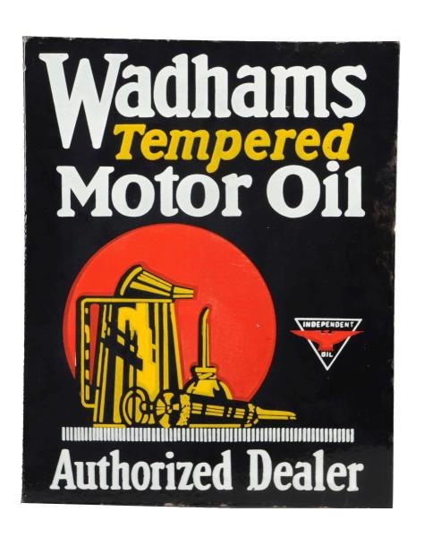 WADHAMS TEMPERED MOTOR OIL WITH LOGO SIGN.        