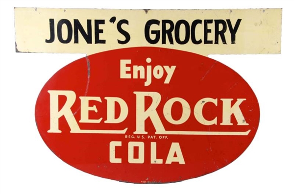 JONES GROCERY RED ROCK COLA TIN ADVERTISING SIGN 