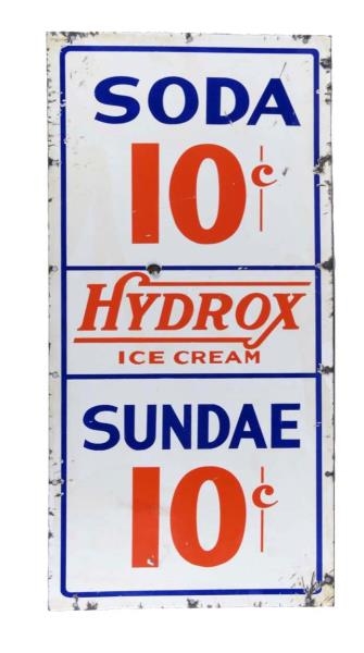 HYDROX ICE CREAM PORCELAIN SODA FOUNTAIN SIGN     