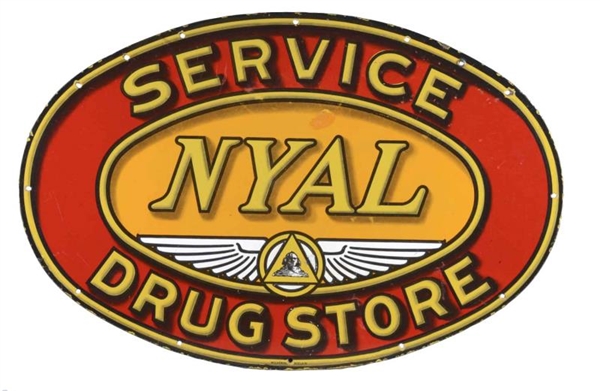 NYAL SERVICE DRUG STORE PORCELAIN ADVERTISING SIGN