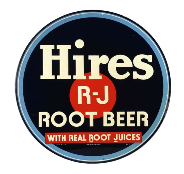 HIRES R-J ROOT BEER EMBOSSED TIN ADVERTISING SIGN 