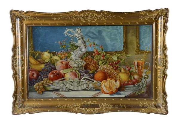 J. HUNGERFORD SMITH CO. "TRUE FRUIT" TIN SIGN     