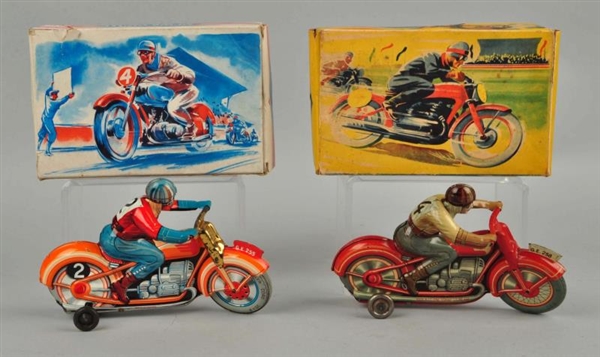 LOT OF 2: EUROPEAN TIN LITHO WIND UP MOTORCYCLES. 