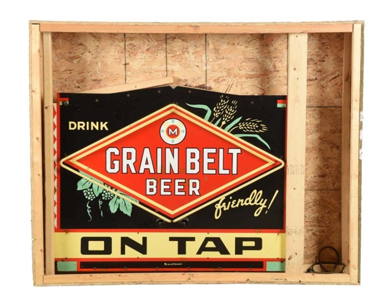 DRINK GRAIN BELT BEER "ON TAP" DIECUT NEON SIGN.  