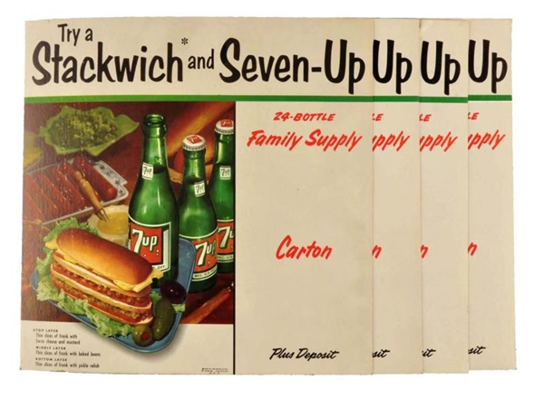 LOT OF 4: 1953 7-UP CARDBOARD SIGNS.              