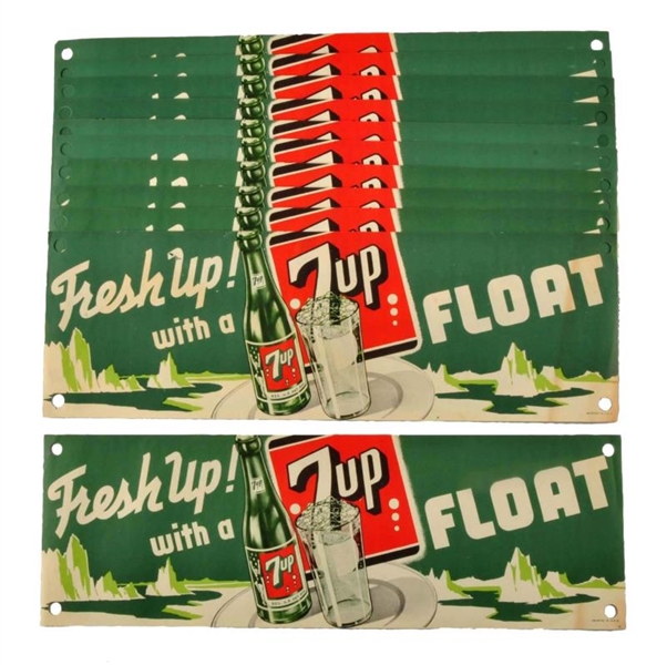 LOT OF 11: 1940S 7-UP SMALL PAPER SIGNS.         