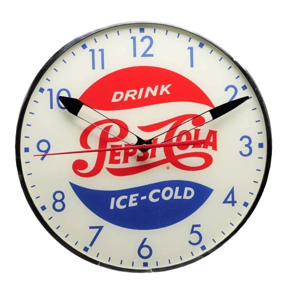 1950S PEPSI - COLA LIGHTED CLOCK.                