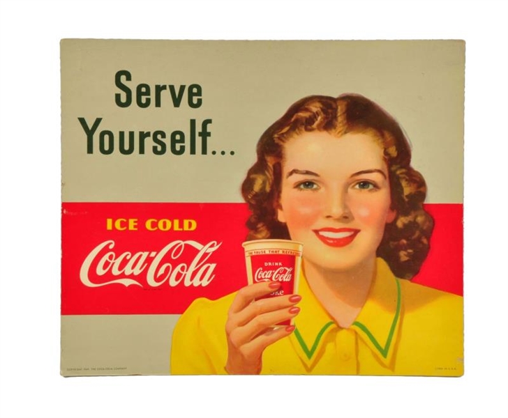 1949 COCA - COLA CARDBOARD INSERT WITH GIRL.      