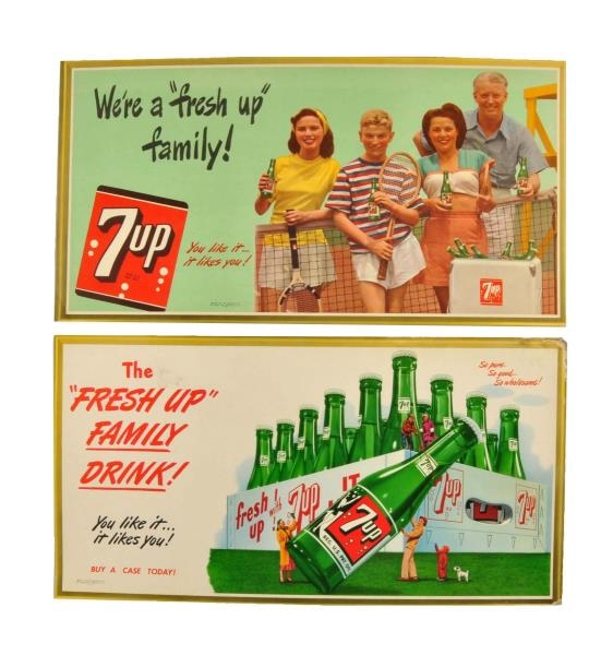 LOT OF 2: 1940S 7-UP CARDBOARD SIGNS.            