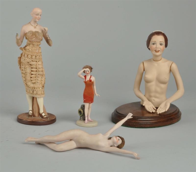 LOT OF 4: BISQUE WOMAN FIGURES.                   