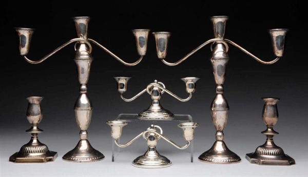 LOT OF 6: WEIGHTED STERLING CANDLESTICK HOLDERS.  