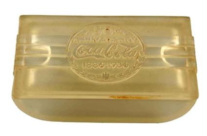1936 COCA - COLA FROSTED GLASS CIGARETTE CASE.    