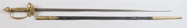 ENGLISH OFFICER’S SMALL COURT SWORD WITH SCABBARD.