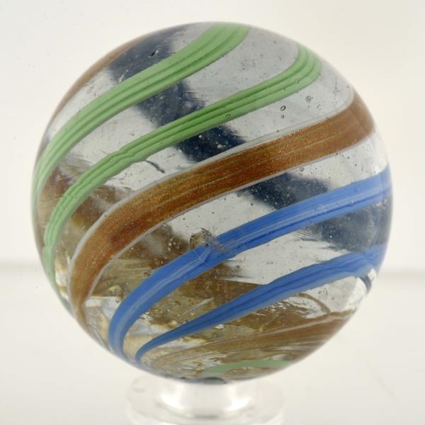 RARE LARGE TWO COLOR BANDED LUTZ MARBLE.          