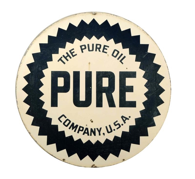 PURE OIL WITH SAWTOOTH LOGO PORCELAIN SIGN.       