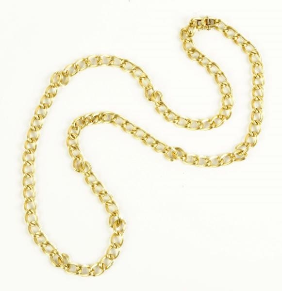 GOLD CURB LINK CHAIN.                             