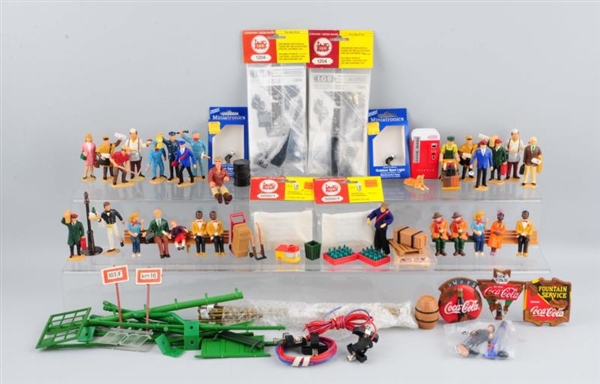 LARGE LOT G SCALE LGB ACCESSORIES AND FIGURES.    