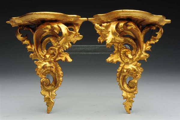 LOT OF 2: GILT WOOD ROCOCO WALL SCONCES.          