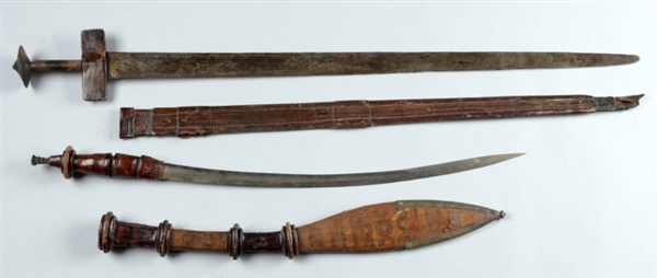 LOT OF 2:  AFRICAN SWORDS WITH SCABBARDS.         