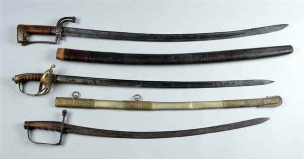 LOT OF 3: TWO CAVALRY & OFFICERS STYLE SABRES.   