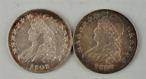 LOT OF 2: CAPPED BUST HALF DOLLARS.               