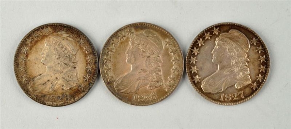 LOT OF 3: CAPPED BUST HALF DOLLARS.               