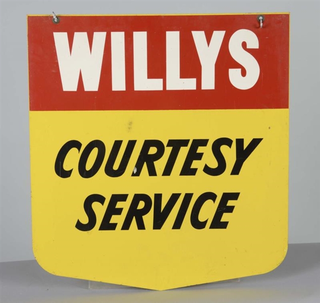 WILLYS COURTESY SERVICE DIECUT TIN SIGN           