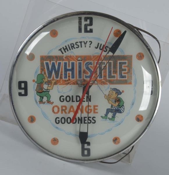 WHISTLE WITH ELVES ROUND LIGHTED CLOCK            