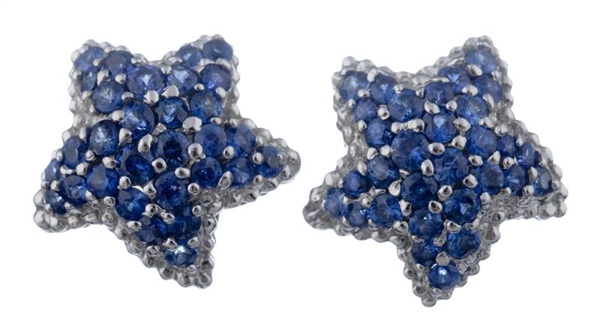 A PAIR OF SAPPHIRE EARRINGS.                      