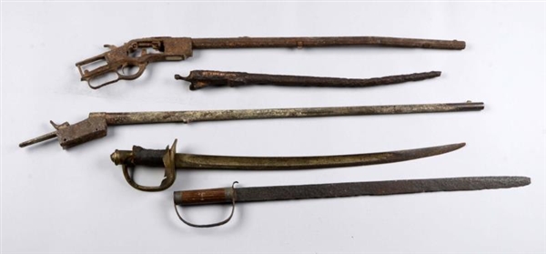 LOT OF 5: EXCAVATED WEAPONS.                     