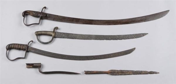  LOT OF 5:  EXCAVATED WEAPONS.                    