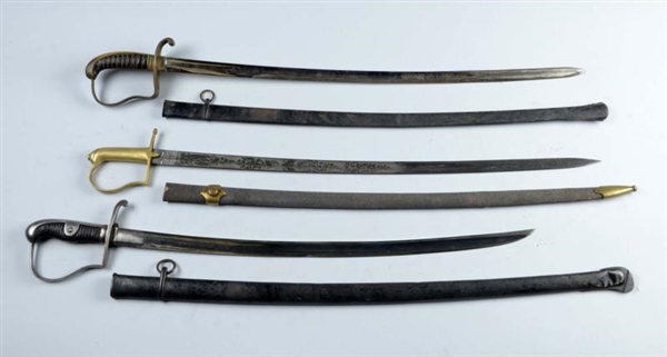 LOT OF 3: P-GUARD SABRES WITH SCABBARDS.          