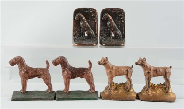 LOT OF 3 PAIRS: CAST IRON DOG BOOKENDS            