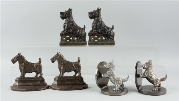 LOT OF 3 PAIRS: CAST IRON SCOTTIE DOG BOOKENDS.   