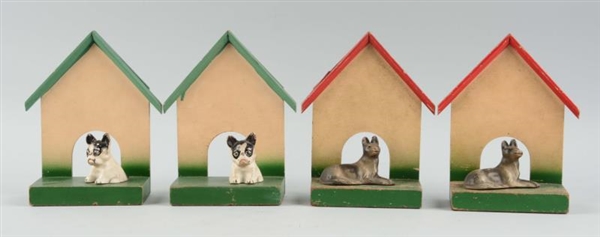 LOT OF 2 PAIRS: DOG WITH DOGHOUSE BOOKENDS.       