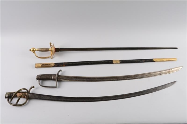 LOT OF 3: CAVALRY & OFFICER’S SABRE.              