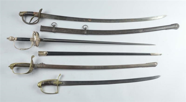 LOT OF 4:  CAVALRY, OFFICER’S AND SHORT SABRE.    