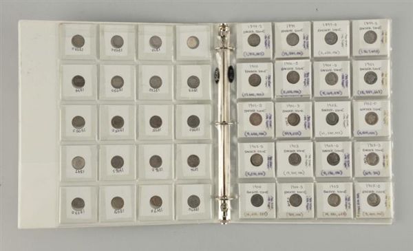 COMPLETE COLLECTION OF BARBER DIMES.              