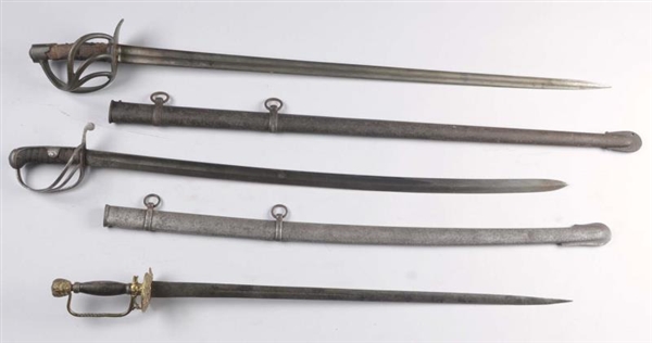LOT OF 3:  CAVALRY & OFFICER’S SABRES.            