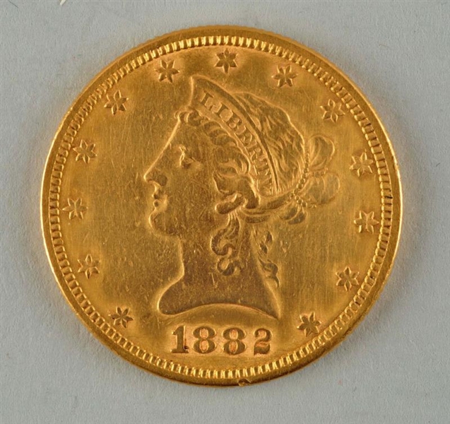 1882 $10 GOLD LIBERTY COIN.                       