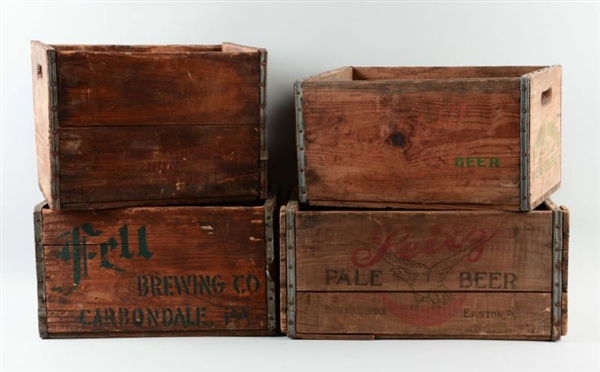 LOT OF 4: WOODEN BEER CRATES.                     