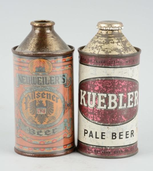 LOT OF 2: NEUWEILERS & KUEBLERS CONE TOP CANS.   