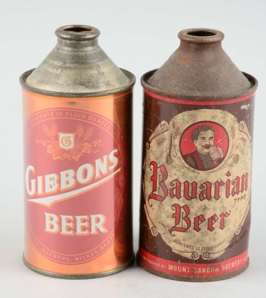 LOT OF 2: BAVARIAN & GIBBONS BEER CONE TOP CANS.  